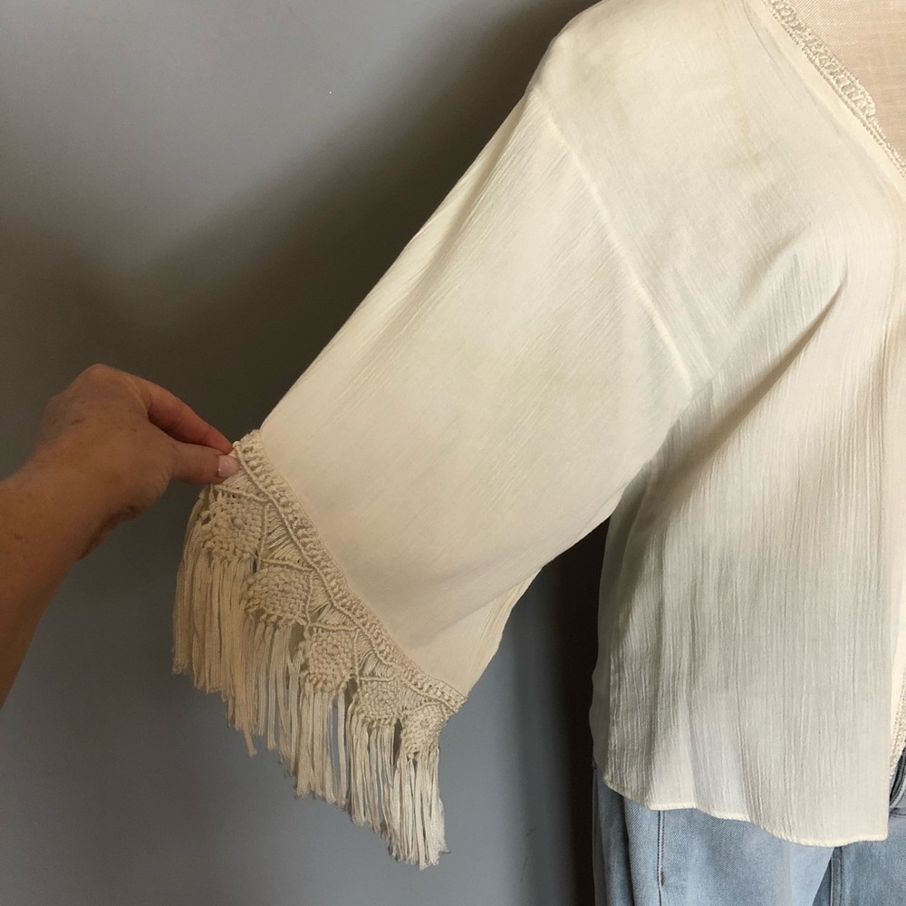 Euc. Calypso St. Barth Open Front Fringe Sleeve K… - image 2